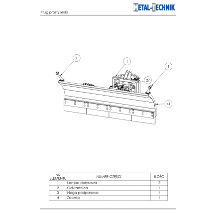 Części zamienne Metal-Technik Pług prosty lekki